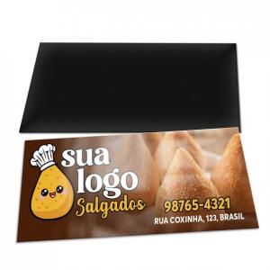 Imã de Geladeira - 103x45 mm Couchê 250g 106x48mm 4x0 Manta magnetica, Verniz total brilho frente Corte reto 