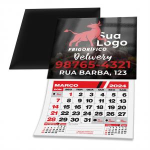 IMÃ DE GELADEIRA C/ CALENDÁRIO - 50x45 MM Couchê 250g 53x48 MM 4x0 Manta magnetica, Verniz total brilho frente Corte reto 